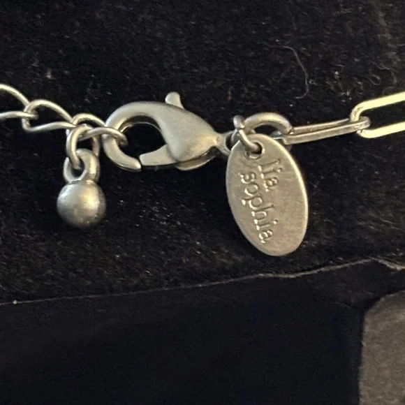 Lia Sophia Silver Necklace and silver oval Set - Picture 3 of 7